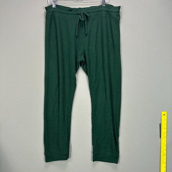 Beyond Yoga Living Easy Waffle Knit Pant XL Green Stretch Drawstring Pants - Picture 2 of 11